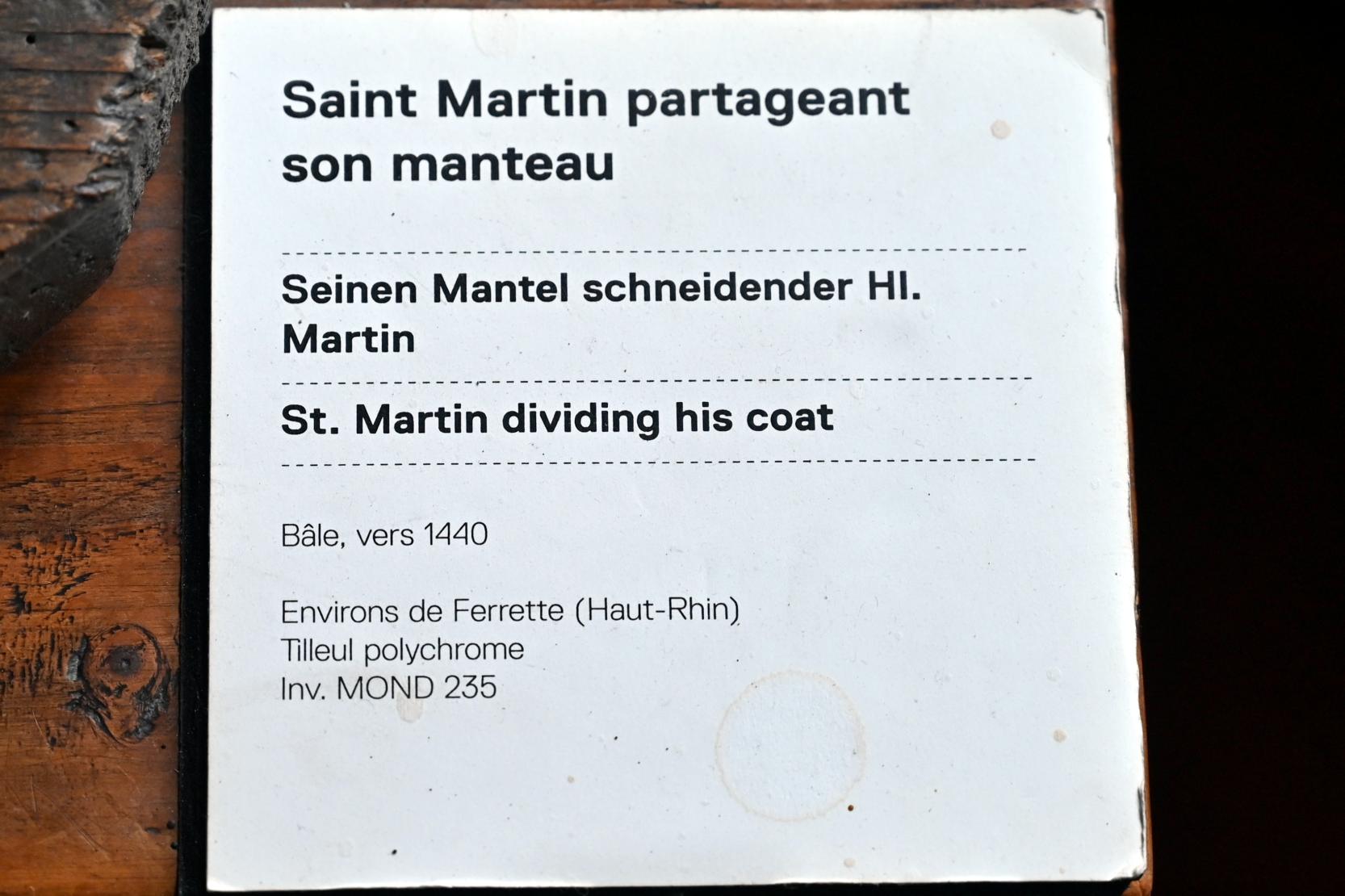 Mantelteilung des hl. Martin, Straßburg, Musée de l’Œuvre Notre-Dame (Frauenhausmuseum), um 1440, Bild 2/2