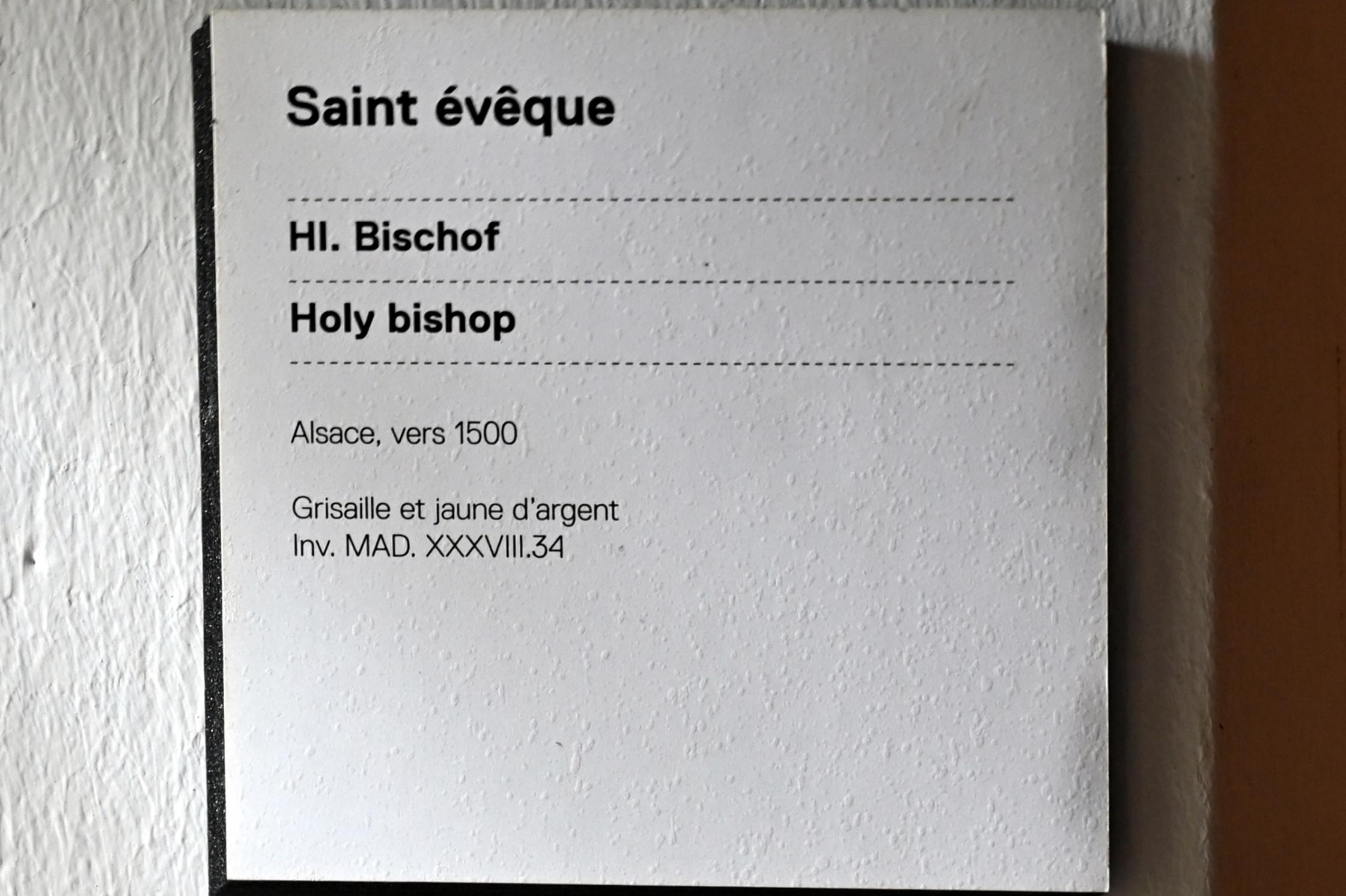 Heiliger Bischof, Straßburg, Musée de l’Œuvre Notre-Dame (Frauenhausmuseum), um 1500, Bild 2/2