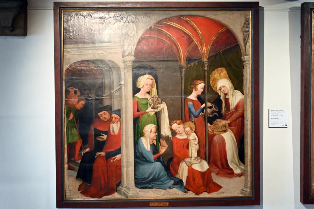 Oberrheinischer Meister (1415–1430), Geburt Mariens, Straßburg, Musée de l’Œuvre Notre-Dame (Frauenhausmuseum), um 1430, Bild 1/2