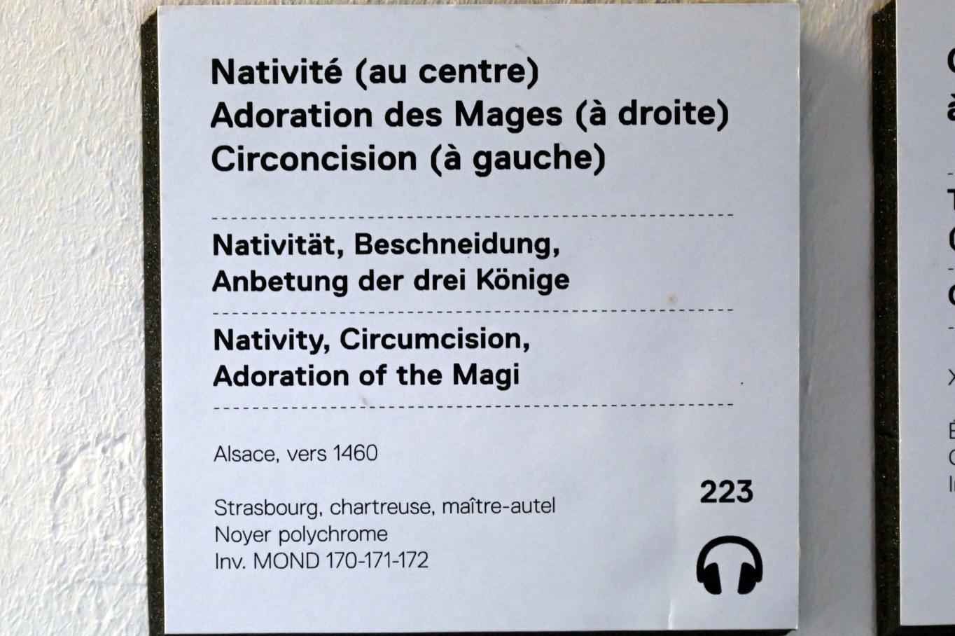Anbetung des Christkindes, Molsheim, Chartreuse de Molsheim, jetzt Straßburg, Musée de l’Œuvre Notre-Dame (Frauenhausmuseum), um 1460, Bild 2/2