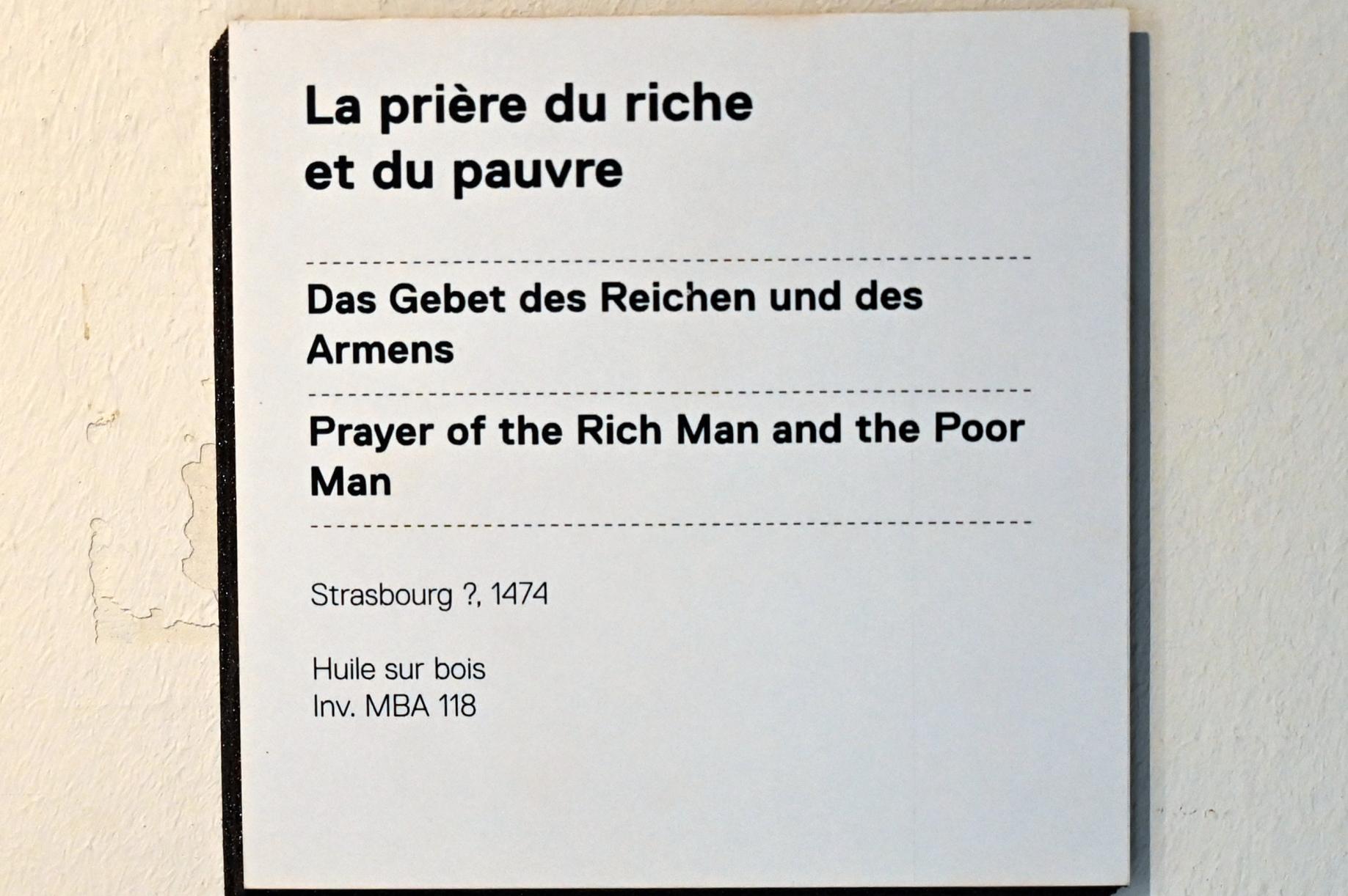 Reicher Mann und armer Lazarus, Straßburg, Musée de l’Œuvre Notre-Dame (Frauenhausmuseum), 1474, Bild 2/2