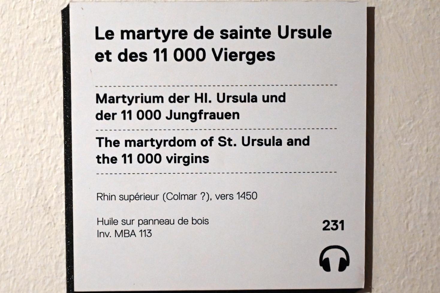 Martyrium der Heiligen Ursula und der elftausend Jungfrauen, Straßburg, Musée de l’Œuvre Notre-Dame (Frauenhausmuseum), um 1450, Bild 2/2
