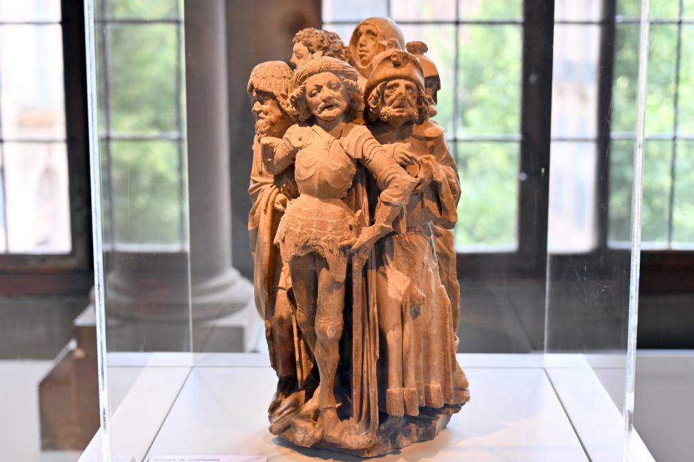Figurengruppe einer Kreuzigung: Soldat mit Nikodemus und Josef von Arimathäa, Straßburg, Musée de l’Œuvre Notre-Dame (Frauenhausmuseum), um 1470–1480, Bild 1/5