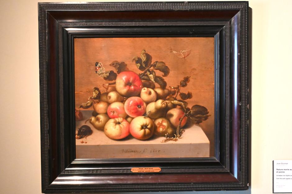 Johannes Bouman (1632–1637), Stillleben mit Äpfeln und Birnen, Straßburg, Musée de l’Œuvre Notre-Dame (Frauenhausmuseum), 1635, Bild 1/2
