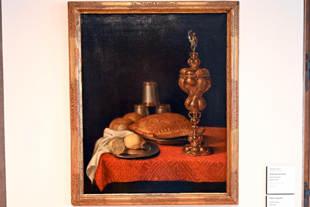 Theodor Roos (1698), Stillleben mit Pokal und Pastete, Straßburg, Musée de l’Œuvre Notre-Dame (Frauenhausmuseum), 2. Hälfte 17. Jhd., Bild 1/2