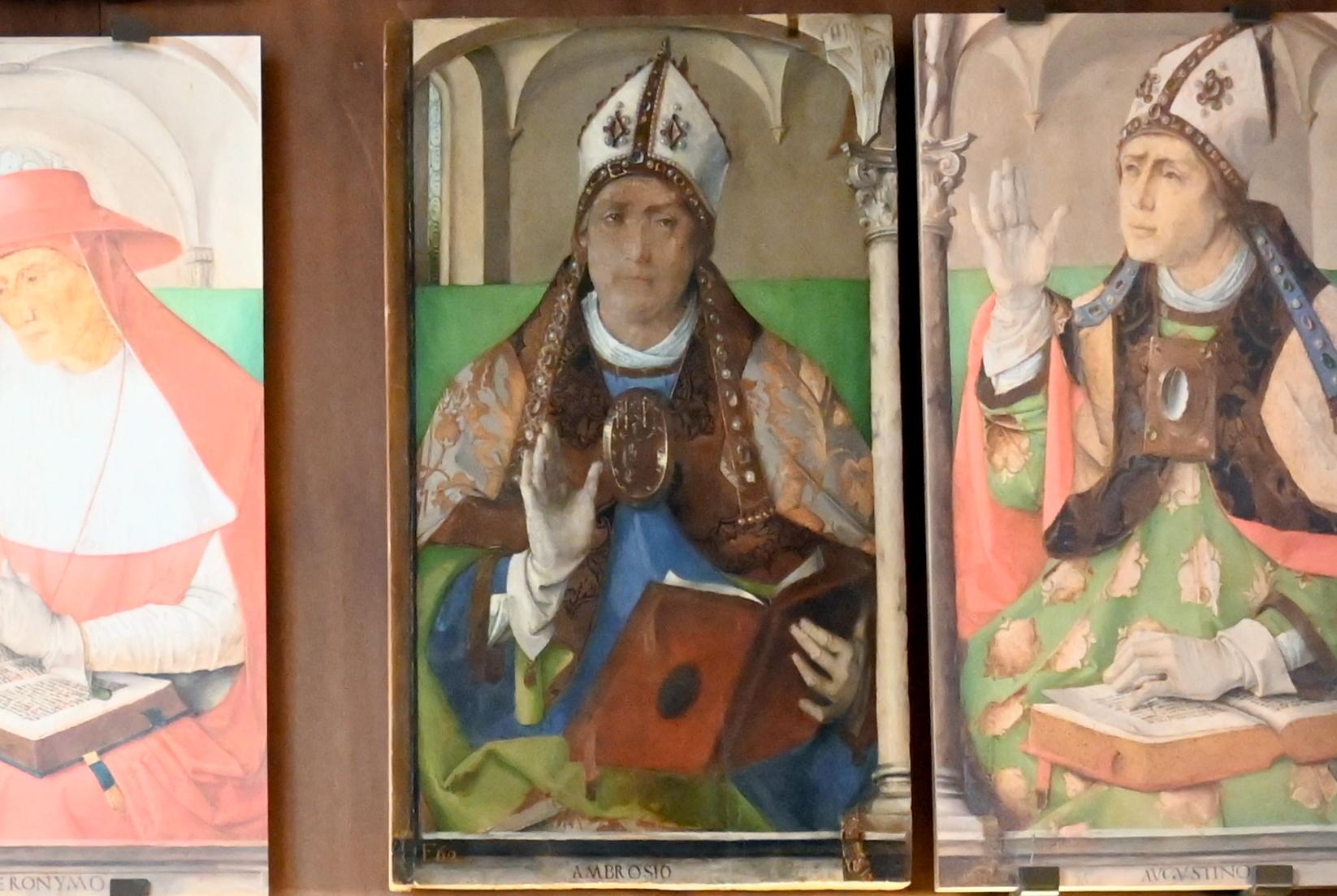 Joos van Wassenhove (Justus van Gent) (1465–1473), Heiliger Ambrosius, Urbino, Palazzo Ducale, jetzt Urbino, Galleria Nazionale delle Marche, Saal 18, Undatiert, Bild 1/2