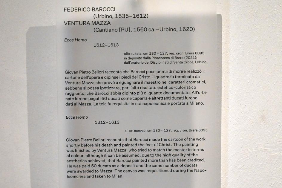 Federico Barocci (1557–1612), Ecce Homo, Urbino, Oratorio della Santa Croce, jetzt Urbino, Galleria Nazionale delle Marche, Obergeschoß Saal 2, 1612–1613, Bild 2/2