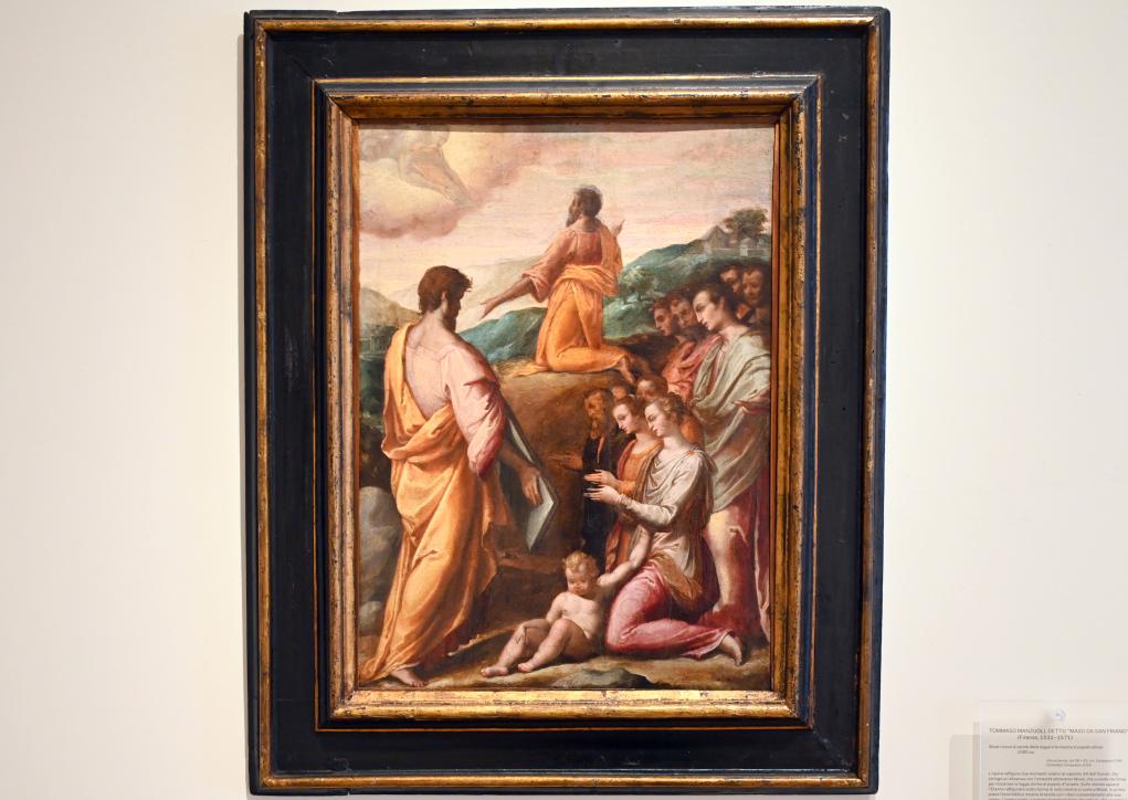Maso da San Friano (Tommaso Manzuoli) (1560), Moses empfängt die Gesetzestafeln und zeigt sie den Israeliten, Urbino, Galleria Nazionale delle Marche, Obergeschoß Saal 8, um 1560