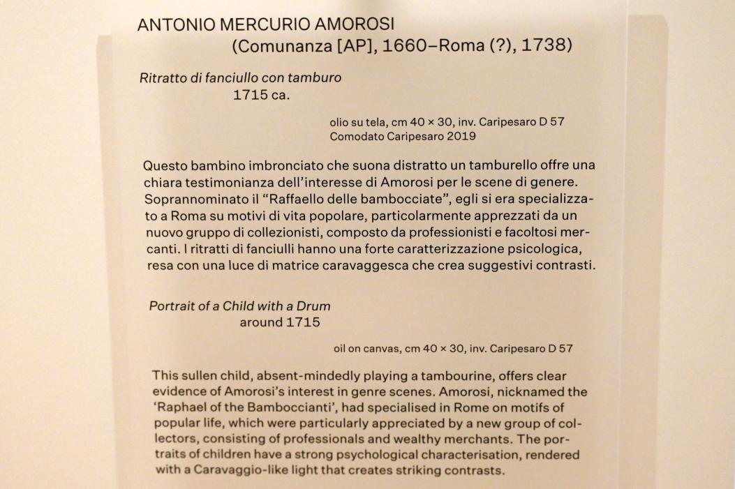Antonio Amorosi (1710–1715), Porträt eines Kindes mit Trommel, Urbino, Galleria Nazionale delle Marche, Obergeschoß Saal 11, um 1715, Bild 2/2
