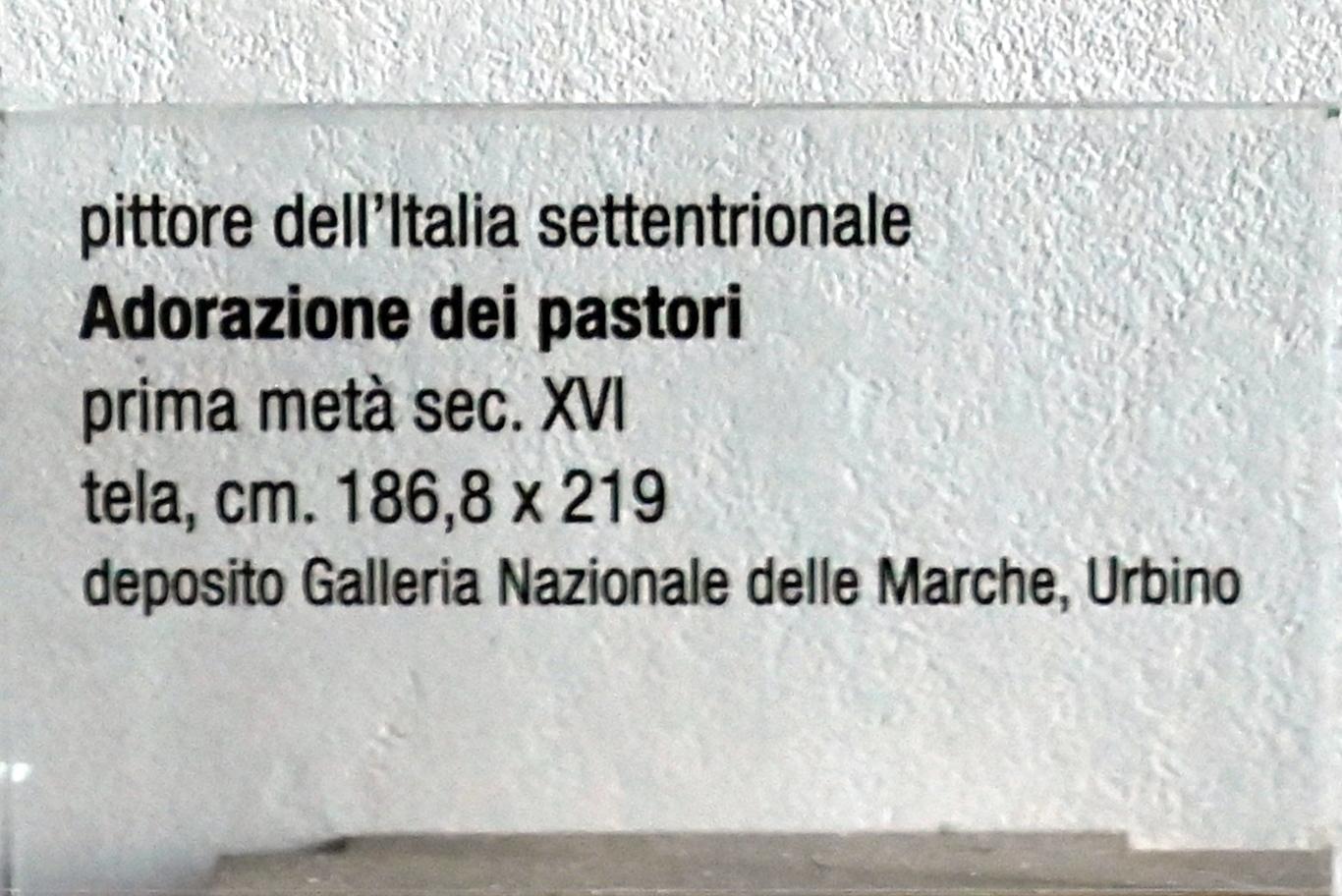 Anbetung der Hirten, Urbino, Diözesanmuseum Albani, Saal 5, 1. Hälfte 16. Jhd., Bild 2/2