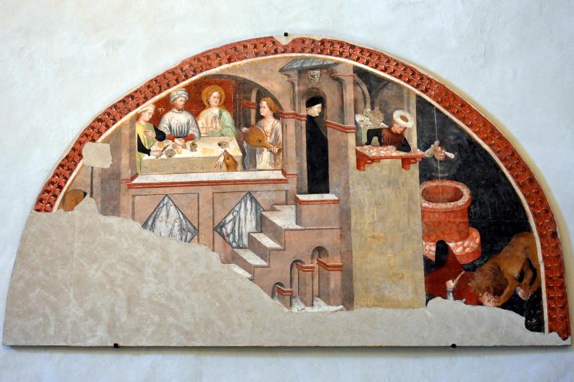 Antonio di Guido Alberti da Ferrara (1412–1438), Szenen aus dem apokryphen Thomas-Evangelium, Urbino, Chiesa di San Domenico, jetzt Urbino, Diözesanmuseum Albani, Saal 9, um 1426–1428