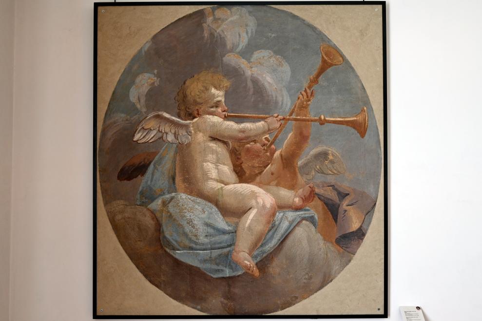 Vittorio Maria Bigari (1748–1750), Zwei Posaune spielende Engel, Rimini, Chiesa di Sant'Agostino (di san Giovanni evangelista), jetzt Rimini, Stadtmuseum, Saal 3, Undatiert