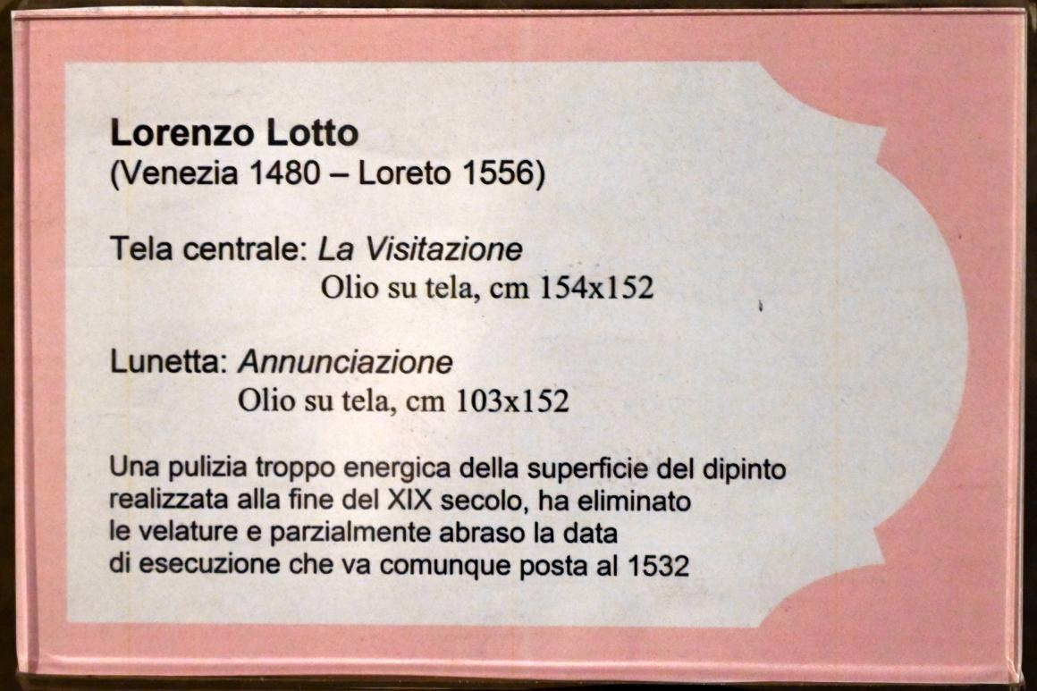 Lorenzo Lotto (1503–1549), Mariä Verkündigung und Heimsuchung, Jesi, Städtische Kunstgalerie, Saal 5, 1532, Bild 4/4