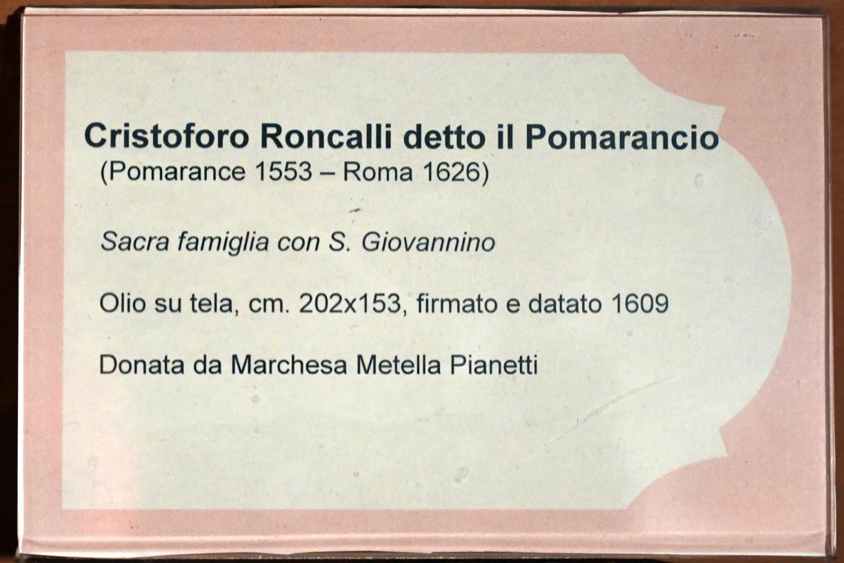 Cristoforo Roncalli (il Pomarancio) (1595–1613), Heilige Familie mit dem Johannesknaben, Jesi, Städtische Kunstgalerie, Saal 6, 1609, Bild 2/2