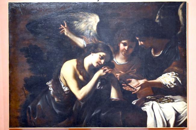 Giovanni Francesco Barbieri (Il Guercino) (Umkreis) (1615–1660), Heilige Maria Magdalena von Engeln besucht, Jesi, Städtische Kunstgalerie, Saal 6, 17. Jhd.