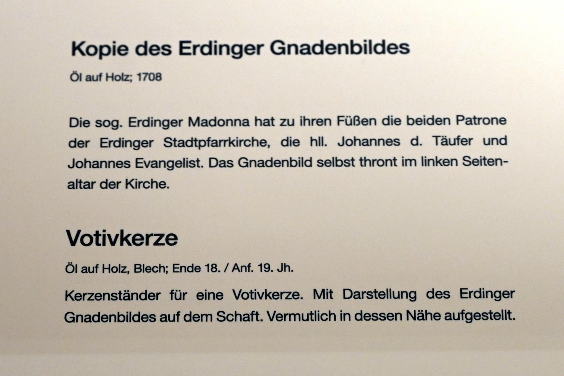 Kopie des Erdinger Gnadenbildes, Erding, Museum Erding, Volkskunst, 1708, Bild 2/2