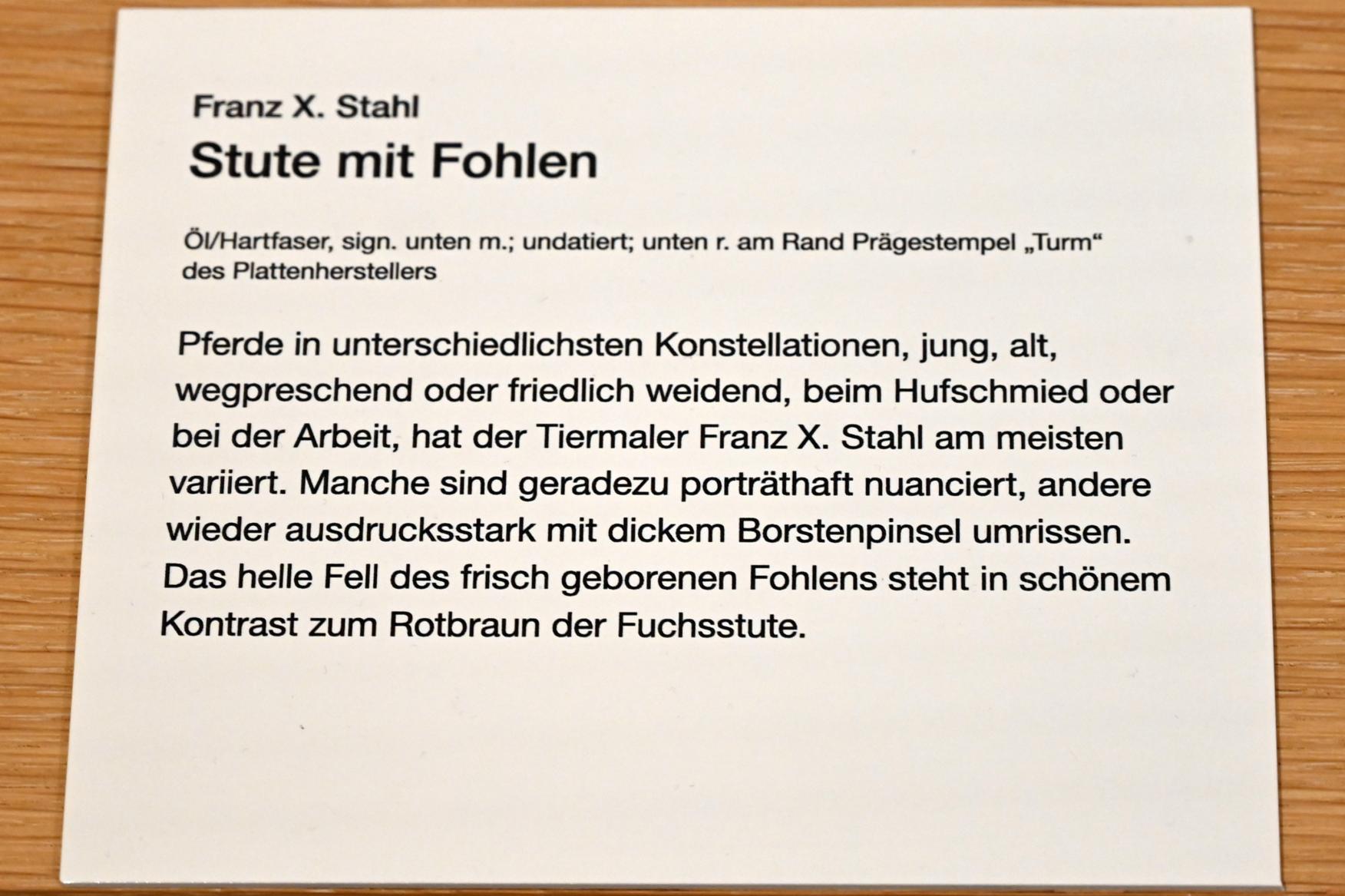 Franz Xaver Stahl (Undatiert), Stute mit Fohlen, Erding, Museum Erding, Erdinger Künstler, Undatiert, Bild 2/2