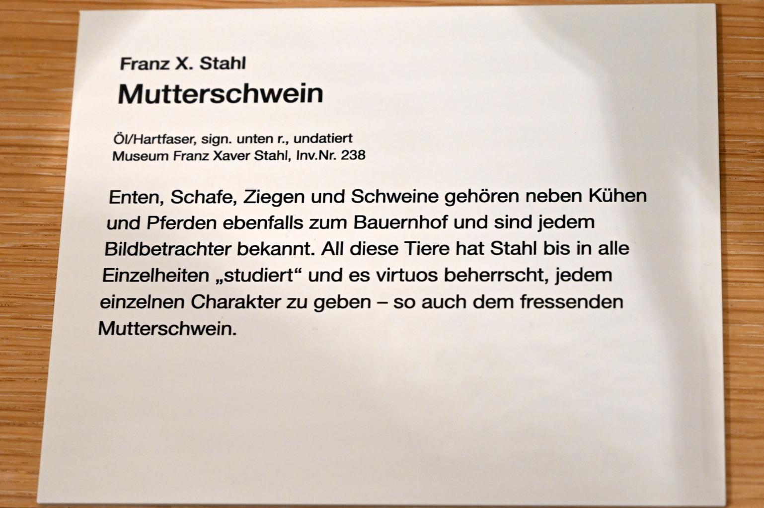 Franz Xaver Stahl (Undatiert), Mutterschwein, Erding, Museum Erding, Erdinger Künstler, Undatiert, Bild 2/2
