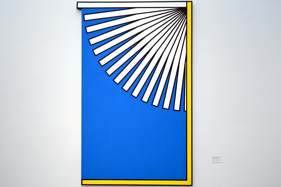 Nicholas Krushenick (1962–1969), Zip Code 03755, München, Pinakothek der Moderne, Gang im Ostflügel 2022, 1969
