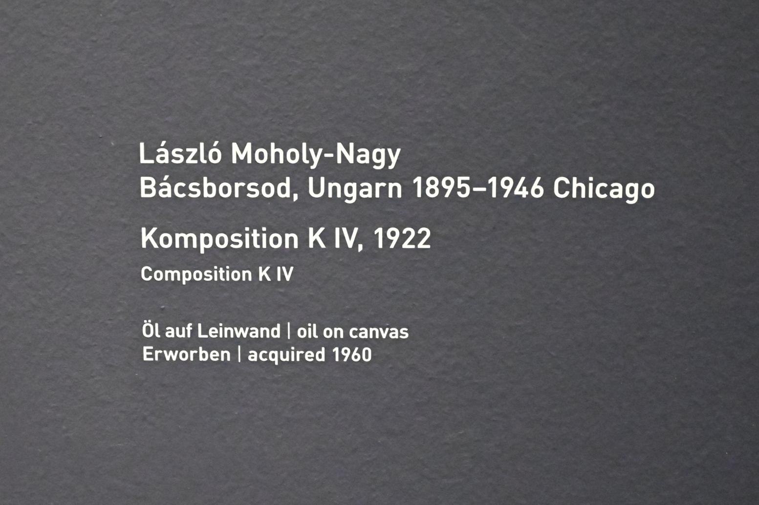 László Moholy-Nagy (1919–1946), Komposition K IV, München, Pinakothek der Moderne, Saal 30 2022, 1922, Bild 2/2
