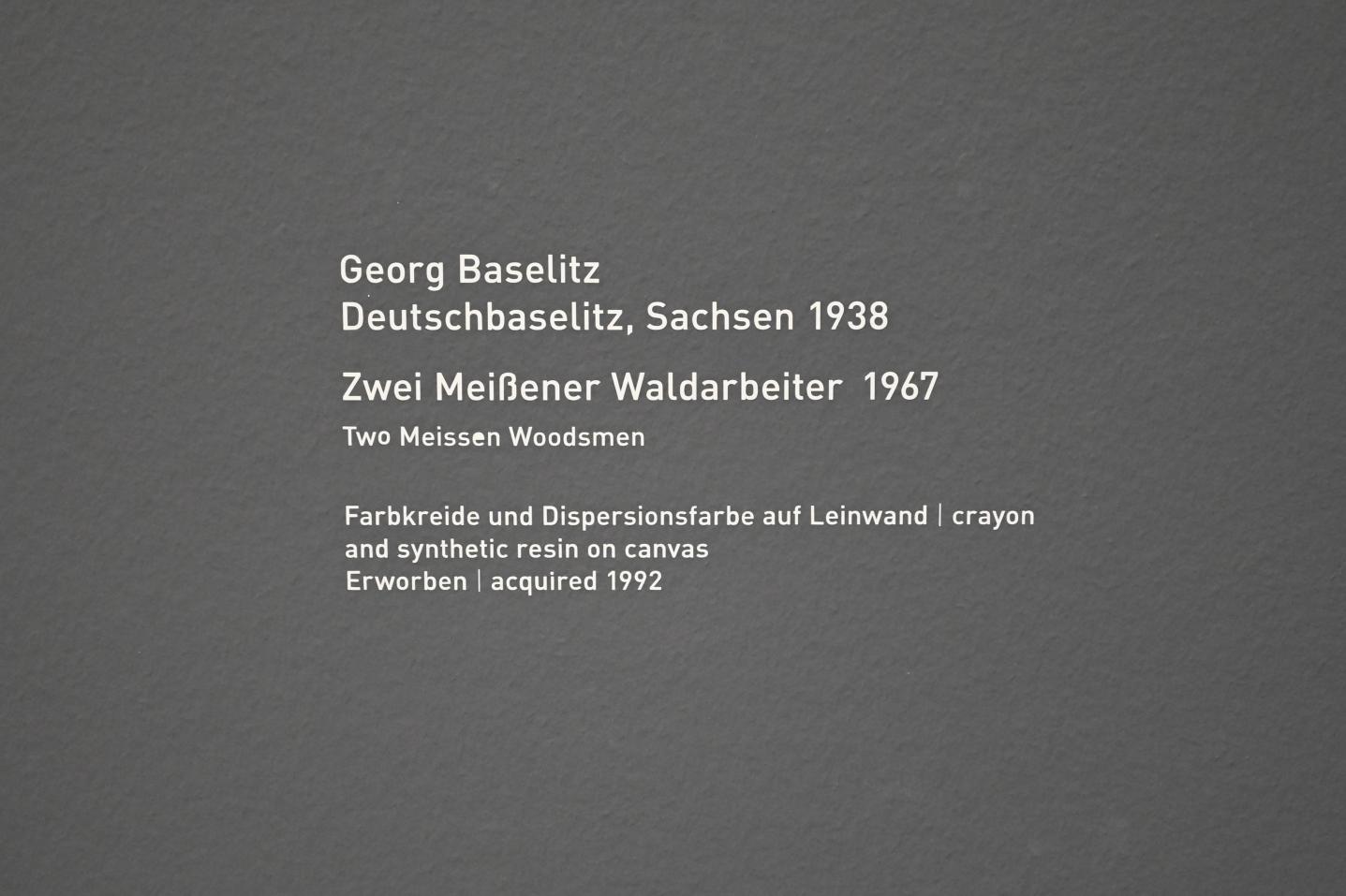 Georg Baselitz (1962–2019), Zwei Meißener Waldarbeiter, München, Pinakothek der Moderne, Saal 7 2022, 1967, Bild 2/2