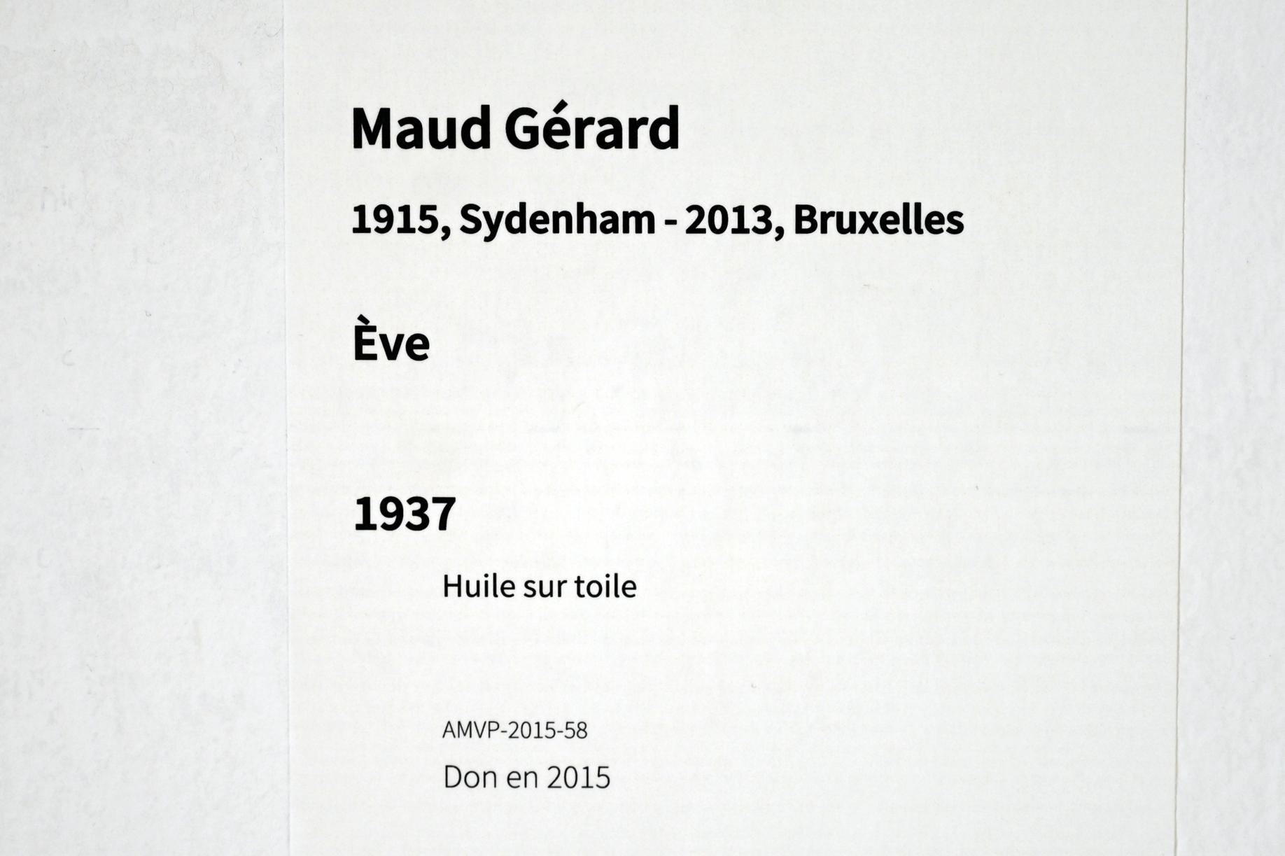 Maud Gerard (1937), Eva, Paris, Musée d’art moderne de la Ville de Paris, Saal 2, 1937, Bild 2/2