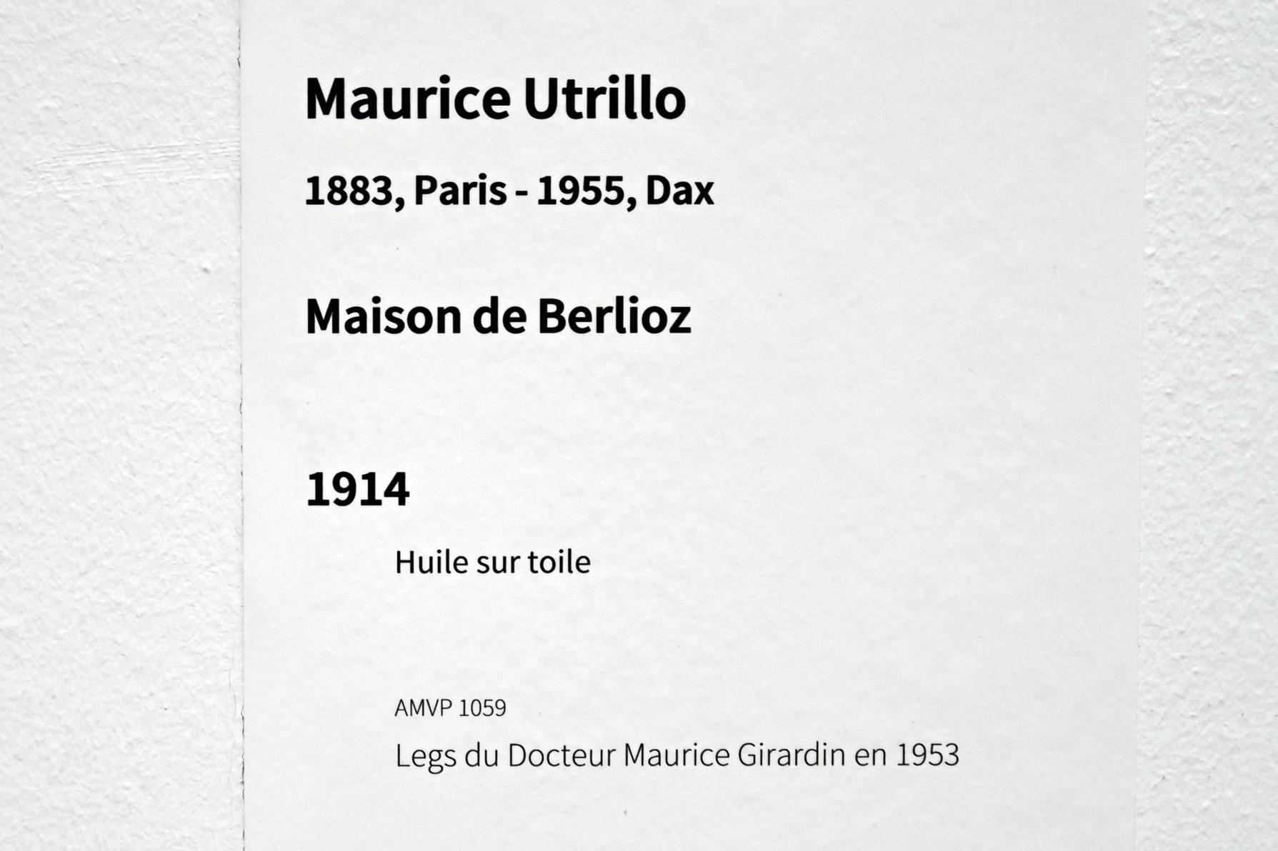 Maurice Utrillo (1913–1922), Haus Berlioz, Paris, Musée d’art moderne de la Ville de Paris, Saal 5, 1914, Bild 2/2