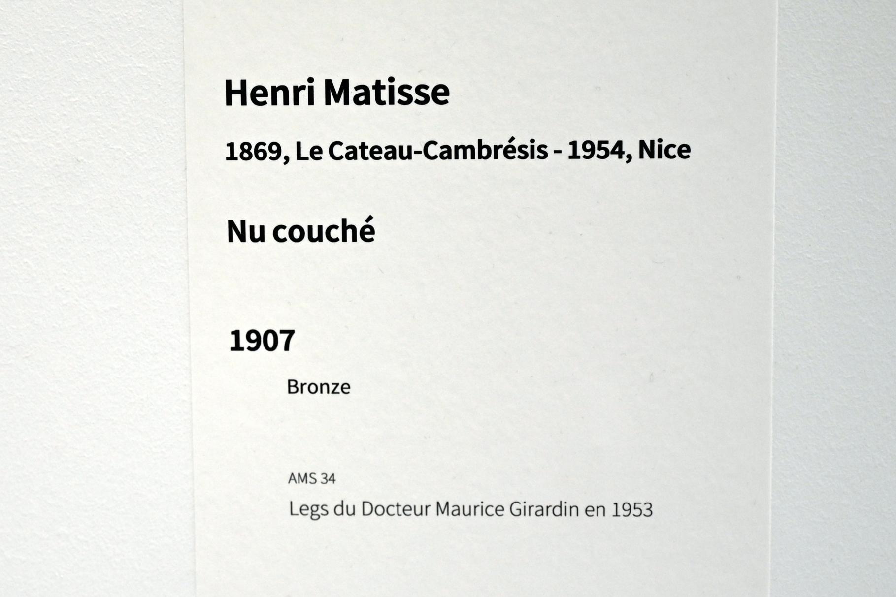 Henri Matisse (1898–1953), Akt, Paris, Musée d’art moderne de la Ville de Paris, Saal 5, 1907, Bild 3/3