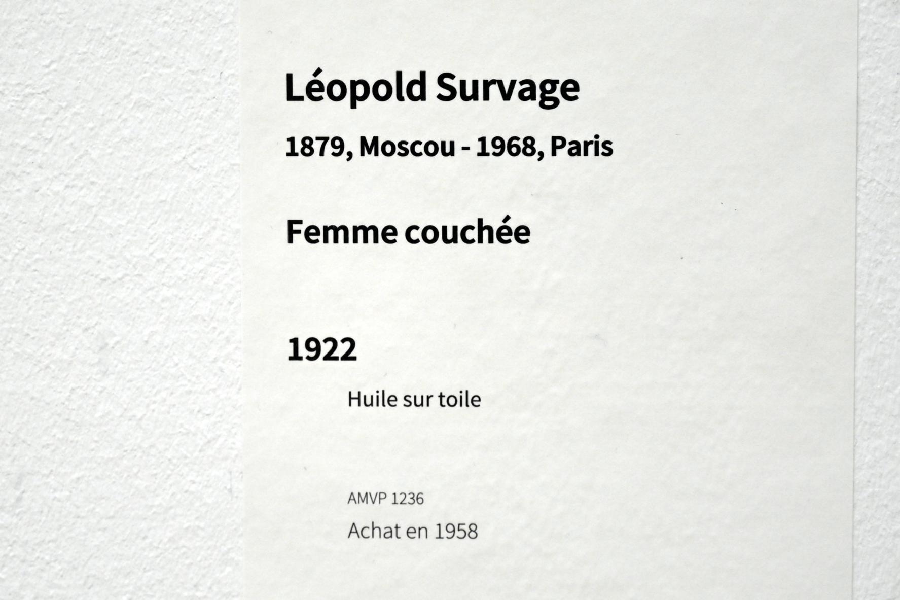 Léopold Survage (1915–1922), Schlafende Frau, Paris, Musée d’art moderne de la Ville de Paris, Saal 6, 1922, Bild 2/2