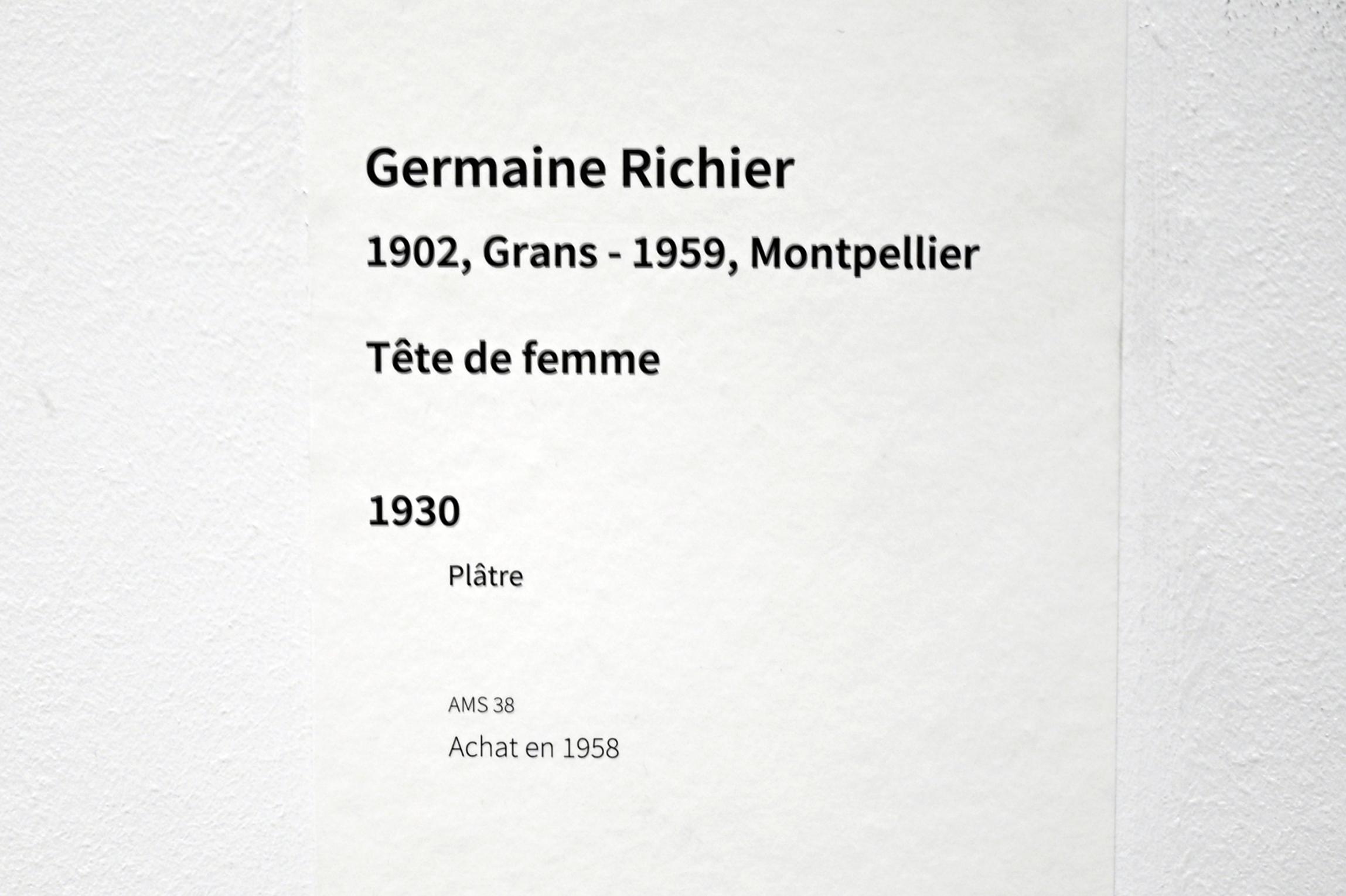 Germaine Richier (1930–1959), Frauenkopf, Paris, Musée d’art moderne de la Ville de Paris, Saal 8, 1930, Bild 3/3
