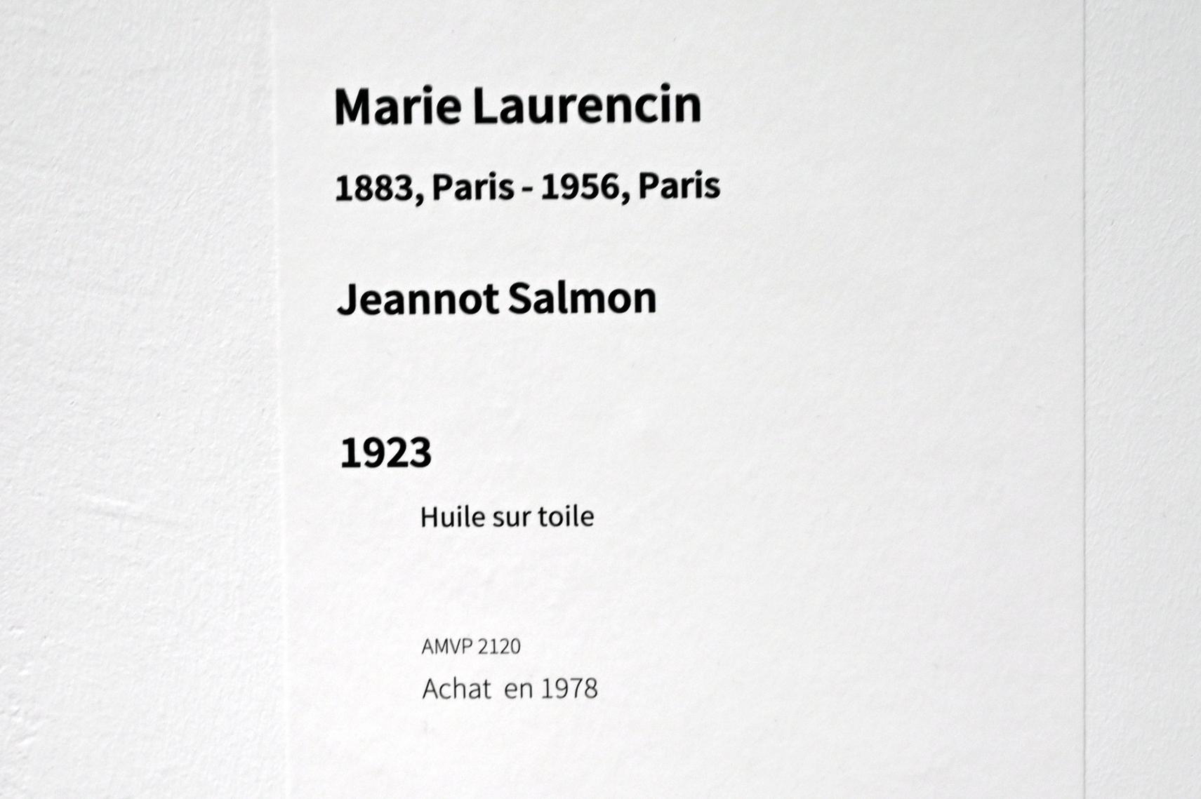 Marie Laurencin (1904–1930), Jeannot Salmon, Paris, Musée d’art moderne de la Ville de Paris, Saal 8, 1923, Bild 2/2