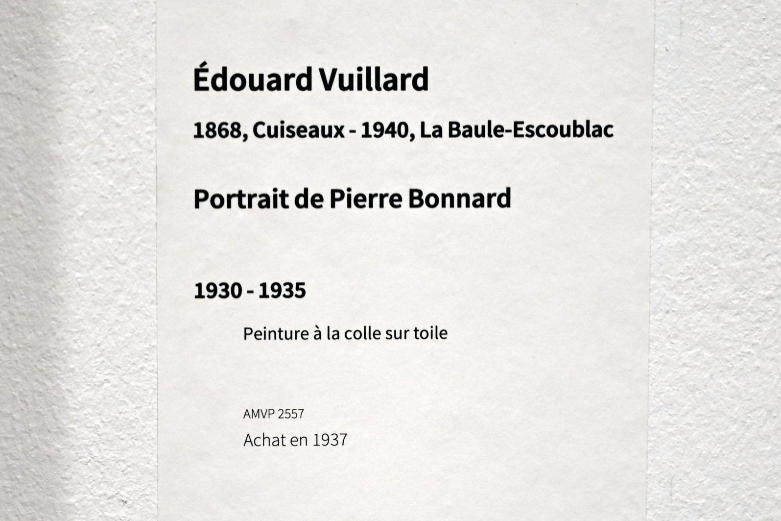 Édouard Vuillard (1889–1939), Porträt von Pierre Bonnard, Paris, Musée d’art moderne de la Ville de Paris, Saal 11, 1930–1935, Bild 2/2