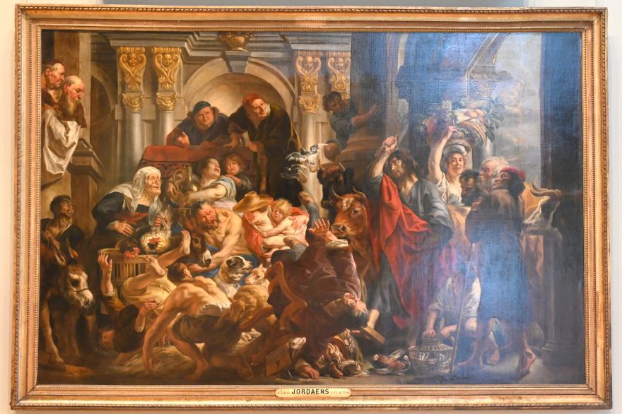 Jacob Jordaens (1615–1665), 
Die Vertreibung der Geldwechsler aus dem Tempel, Paris, Musée du Louvre, Saal 800, um 1645–1650, Bild 1/2