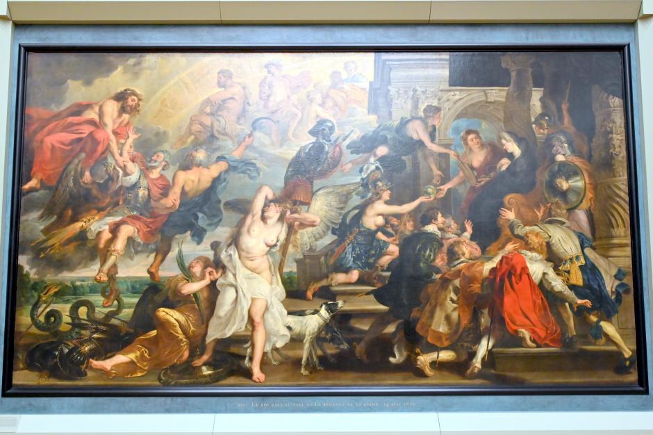 Peter Paul Rubens (1598–1650), Apotheose Heinrichs IV. und Proklamation der Regentschaft Maria de' Medicis, Paris, Musée du Louvre, Saal 801, 1622–1625, Bild 1/2