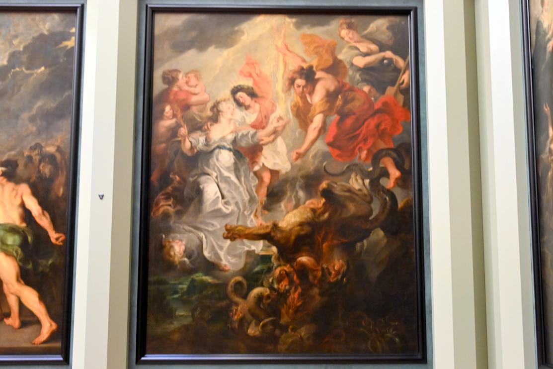 Peter Paul Rubens (1598–1640), Die vollkommene Versöhnung der Königin und ihres Sohnes nach dem Tod des Constable de Luynes am 15. Dezember 1621, Paris, Musée du Louvre, Saal 801, 1. Viertel 17. Jhd., Bild 1/2