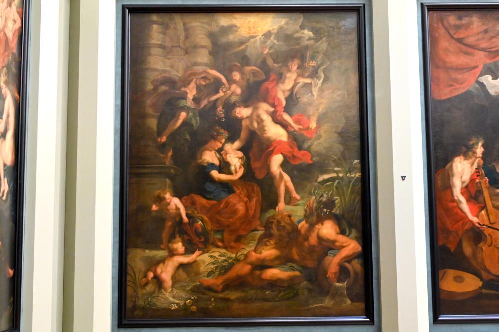 Peter Paul Rubens (1598–1640), Die Geburt der Königin in Florenz am 26. April 1573, Paris, Musée du Louvre, Saal 801, 1. Viertel 17. Jhd., Bild 1/2