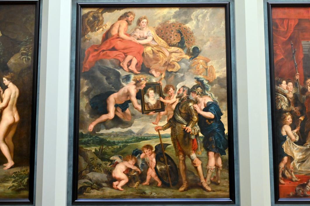 Peter Paul Rubens (1598–1650), Heinrich IV. erhält das Porträt von Marie de' Médici und lässt sich von Amor entwaffnen, Paris, Musée du Louvre, Saal 801, 1. Viertel 17. Jhd.