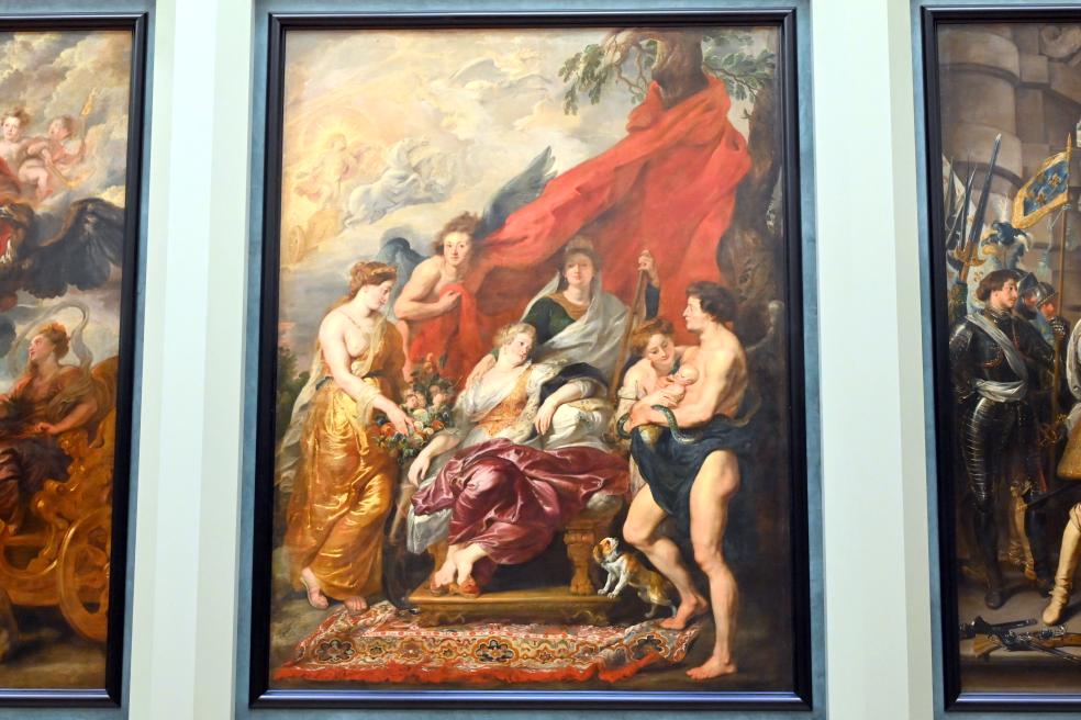 Peter Paul Rubens (1598–1650), Die Geburt des Dauphin (zukünftiger Ludwig XIII.) in Fontainebleau am 27. September 1601, Paris, Musée du Louvre, Saal 801, 1. Viertel 17. Jhd.