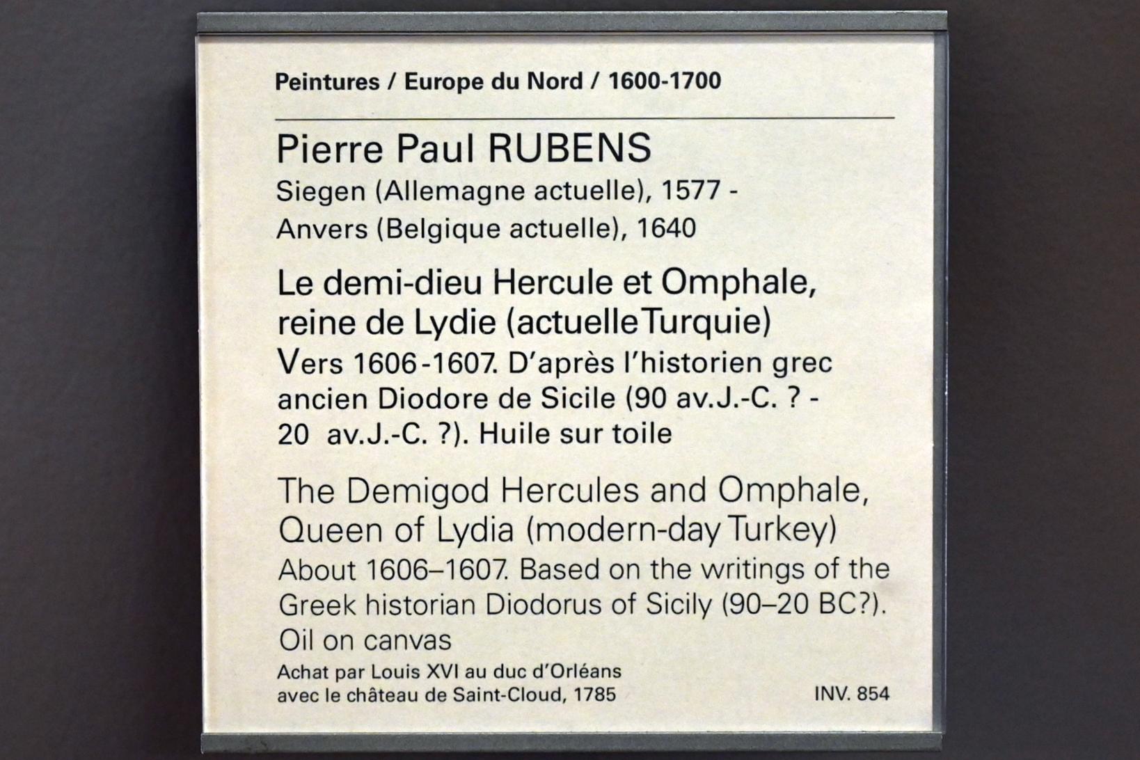 Peter Paul Rubens (1598–1640), Halbgott Herkules mit Omphale, Königin von Lydien, Paris, Musée du Louvre, Saal 802, um 1606–1607, Bild 2/2