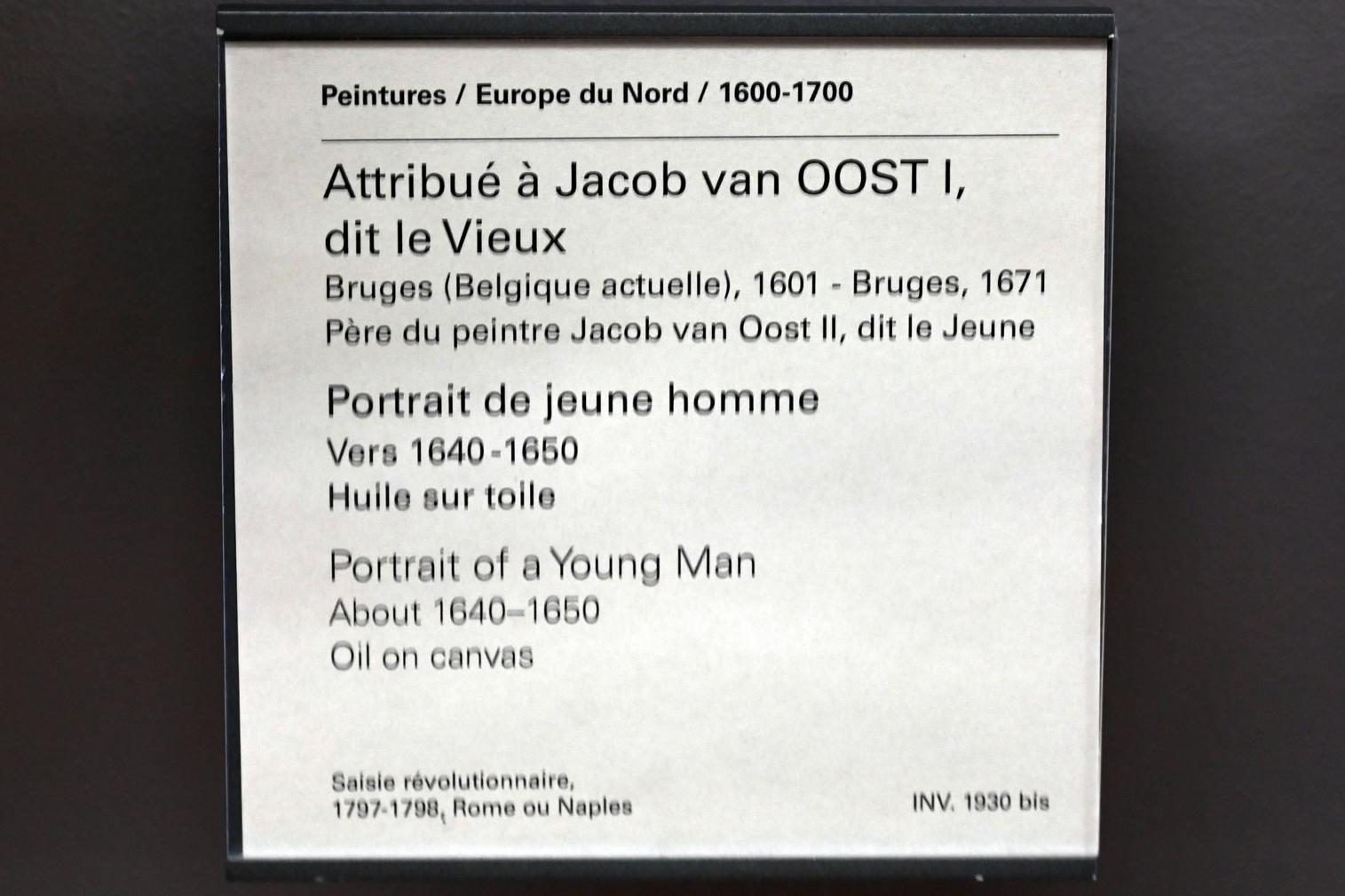 Jakob van Oost der Ältere (1645–1673), Porträt eines jungen Mannes, Paris, Musée du Louvre, Saal 802, um 1640–1650, Bild 2/2