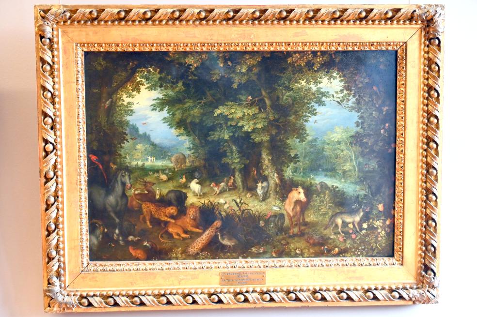 Jan Brueghel der Ältere (Samtbrueghel, Blumenbrueghel) (1593–1621), Die Erde (Das irdische Paradies), Paris, Musée du Louvre, Saal 802, um 1607–1608, Bild 1/2