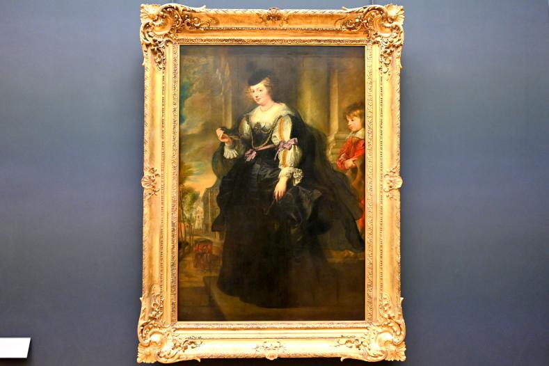 Peter Paul Rubens (1598–1640), Porträt von Hélène Fourment (1614-1673) mit Kutsche, gefolgt von Ihrem Sohn Franz als Page (Hélène Fourment mit der Kutsche), Paris, Musée du Louvre, Saal 855, um 1639, Bild 1/2