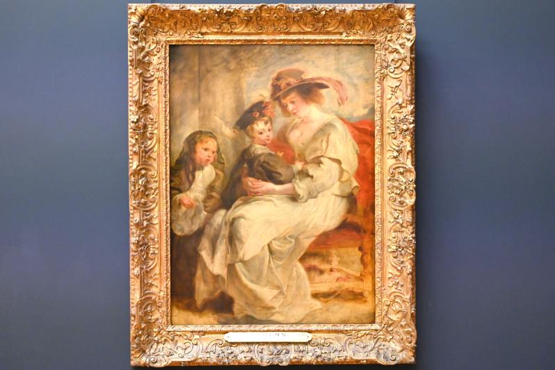 Peter Paul Rubens (1598–1640), Porträt von Hélène Fourment (1614-1673), Ehefrau des Künstlers und zwei seiner Kinder Clara Johanna und Franz, Paris, Musée du Louvre, Saal 855, um 1636, Bild 1/2