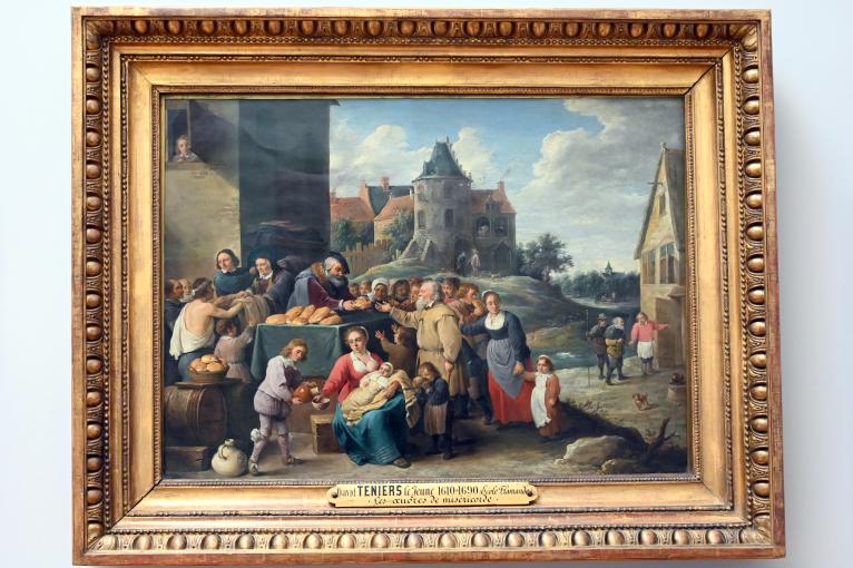 David Teniers der Jüngere (1633–1682), Die sieben Werke der Barmherzigkeit, Paris, Musée du Louvre, Saal 857, 1640–1650, Bild 1/2