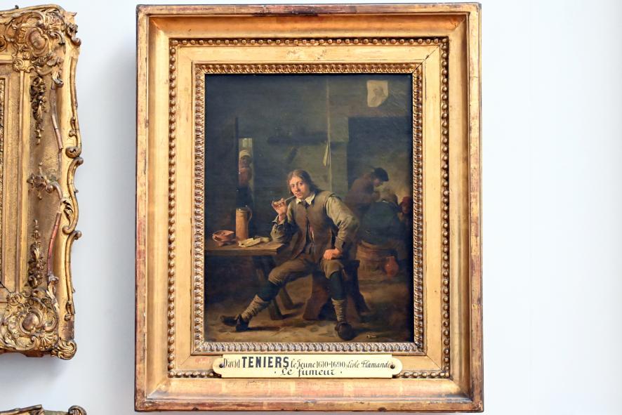 David Teniers der Jüngere (1633–1682), Raucher an einem Tisch, Paris, Musée du Louvre, Saal 857, 1643, Bild 1/2