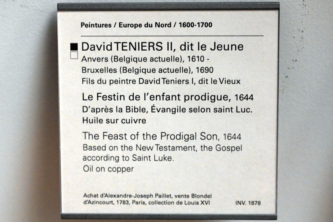 David Teniers der Jüngere (1633–1682), Das Gleichnis vom verlorenen Sohn, Paris, Musée du Louvre, Saal 857, 1644, Bild 2/2