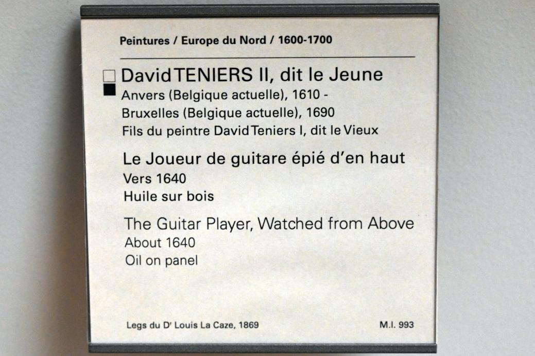 David Teniers der Jüngere (1633–1682), Gitarrenspieler, Paris, Musée du Louvre, Saal 857, um 1640, Bild 2/2
