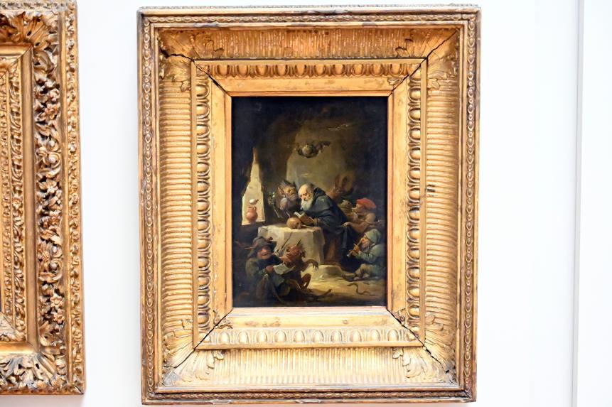 David Teniers der Jüngere (1633–1682), Die Versuchung des heiligen Antonius durch Trunkenheit (kleine Version), Paris, Musée du Louvre, Saal 857, 1645–1650