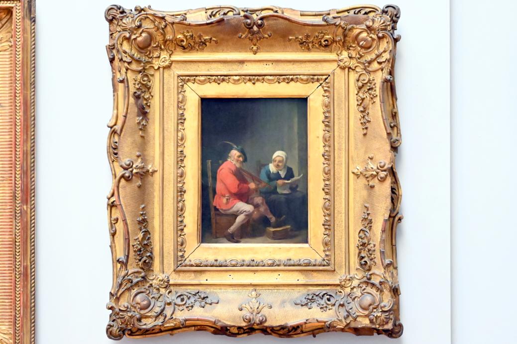 David Teniers der Jüngere (1633–1682), Kleines Duett: Geigenspieler und Sängerin, Paris, Musée du Louvre, Saal 857, 1635–1640, Bild 1/2