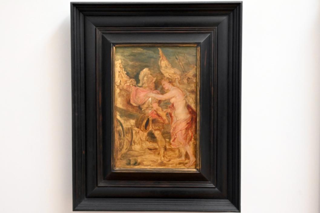 Peter Paul Rubens (1598–1640), Venus versucht Mars auszureden in den Krieg zu ziehen (Allegorie von Krieg und Frieden), Paris, Musée du Louvre, Saal 856, 1634–1635, Bild 1/2